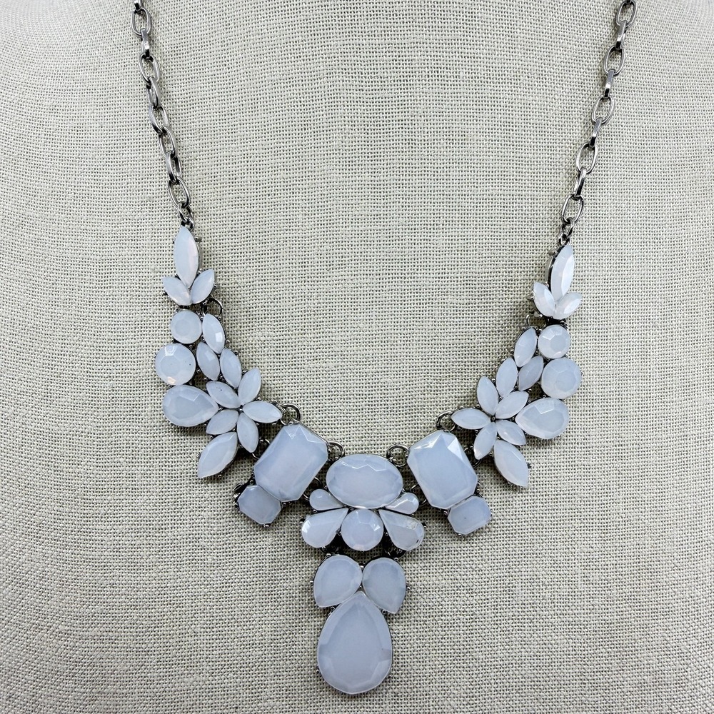 White Stone Chunky Boho Necklace - Statement Layering Jewelry Gift